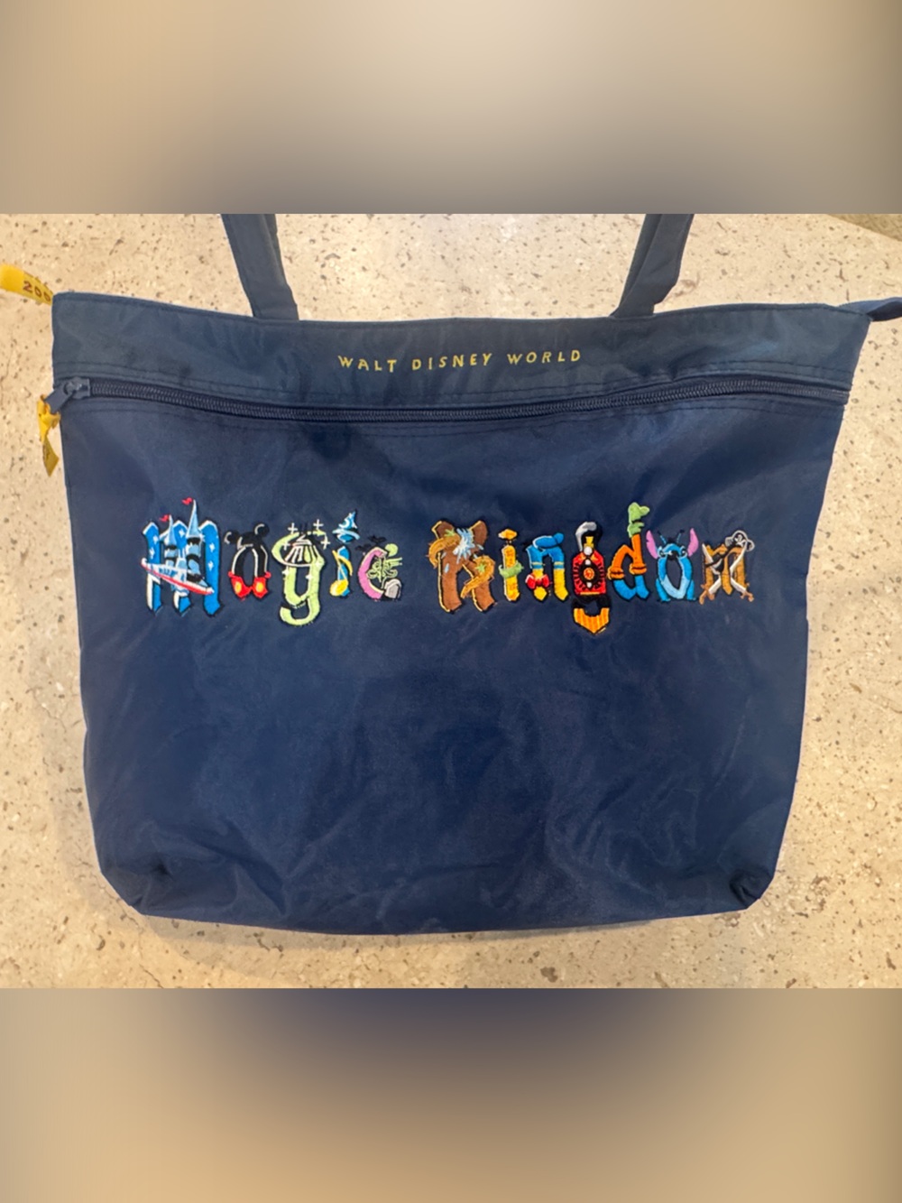 Disney Navy Multicolor Embroidered Duffel Bag